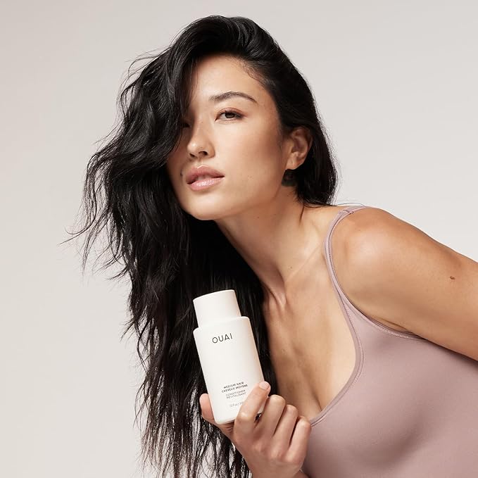 OUAI Medium Conditioner - Hydrating Hair Conditioner with Coconut Oil, Babassu Oil, and Keratin - Strengthens, Repairs and Adds Shine - Paraben and Phthalate Free Hair Care Products (10 Oz)
