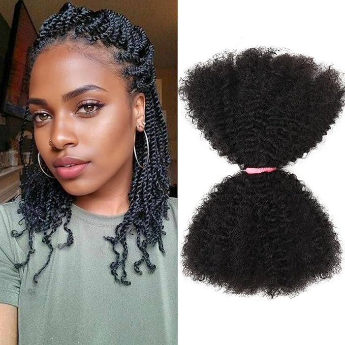 Teresa Springy Afro Twist Human Hair for Braids and Dreadlocks, Natural and Soft pre Fluffed Spring Twist Hair Can be Dyed and Bleached (14 Inch, 50g/Pack)