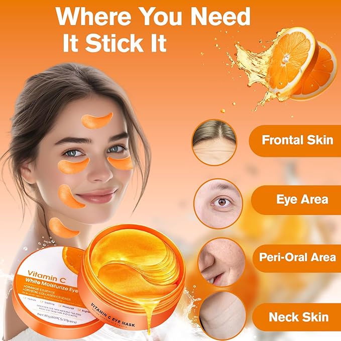 Lktvys Eye Gel Patches 60 PCS, Antioxidant and Brightening, Collagen Eye Mask, Eye Masks for Puffy Eyes, Improve Dark Circles and Puffiness, Suitable for Both Men and Women