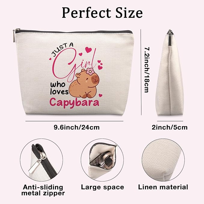 Lcoanriut Cute Capybara Makeup Bag Pencil Case Funny Capibara Gifts for Capybara Lovers Girls Women Funny Birthday Friendship Christmas Gifts Zipper Pouch for Women Best Friends Sister Bestie