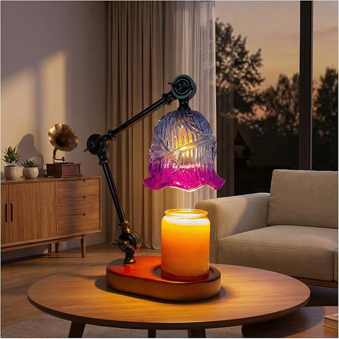 Candle Warmer Lamp, Dimmable Wax Melting Warmer with Adjustable Height, Bedroom Living Room Home Decor, Birthday Relaxation Gifts for Women (Purple1, Large)