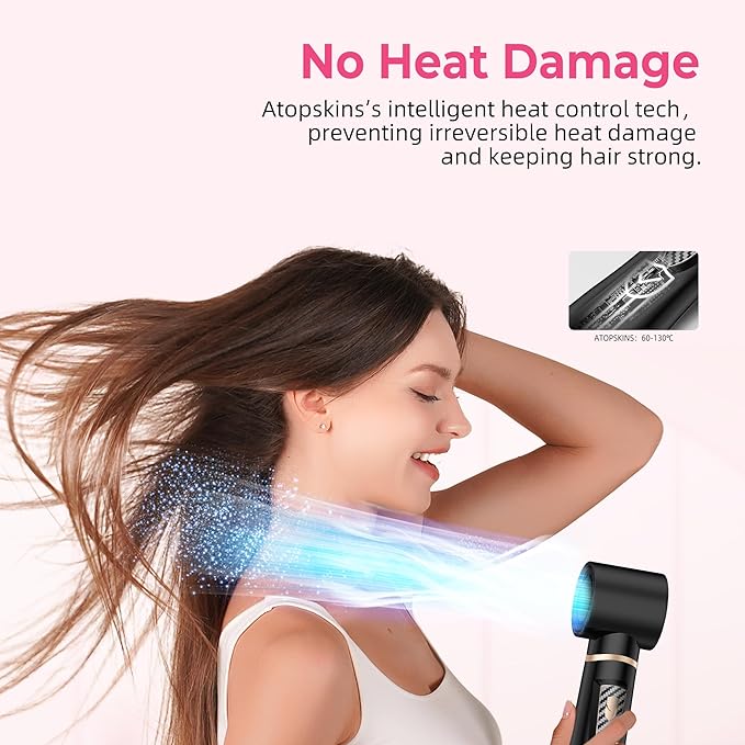 5 in 1 Blow Dryer Brush Set, 1000W Professional Hot Air Styler, Ionic Hair Dryer Brush, 3 Heat Settings, Auto Curling, Fast Drying, Ideal Hair Styling Tools Gift for Women (Black Gold)