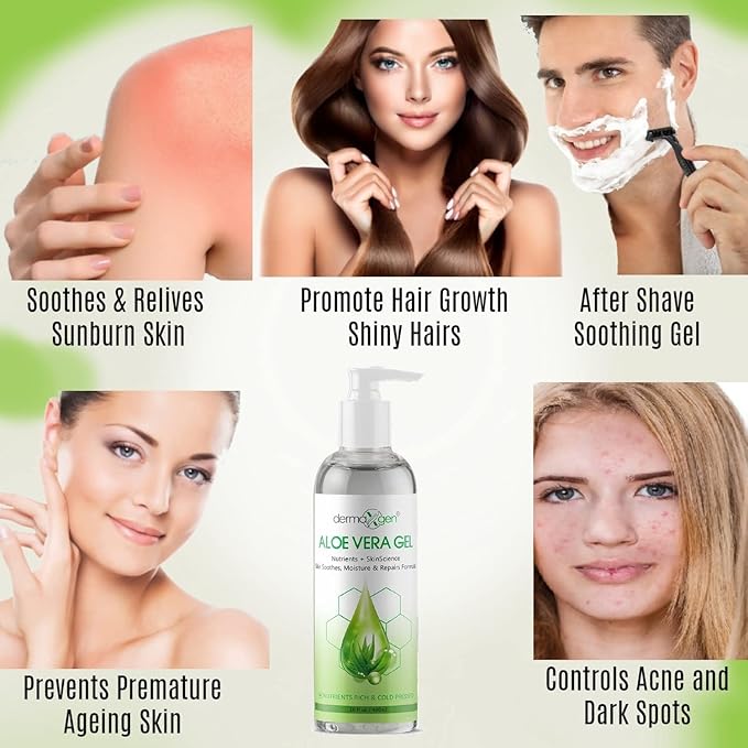 DERMAXGEN Aloe Vera Gel with Witch Hazel, Vitamin C, and Vitamin E - Skin Soothes, Moisture, and Repair Formula for Face and Body - Nutrient-Rich, Organic 100% Pure Aloe Vera - 16 FL OZ