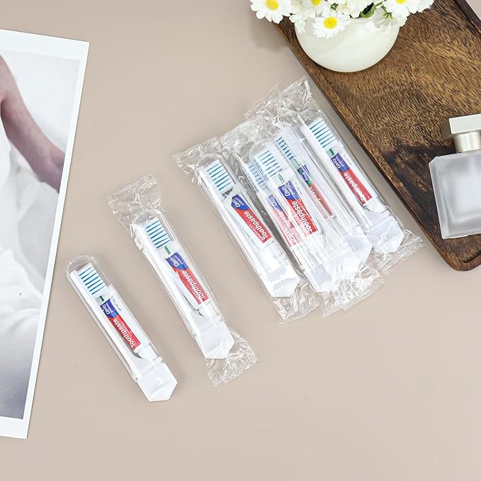 Travel Toothbrush, Toothbrush and Toothpaste Travel, Individually Packaged with Storage Box, Foldable Storage, is Suitable for Camping, Business Trip (PACK-20)