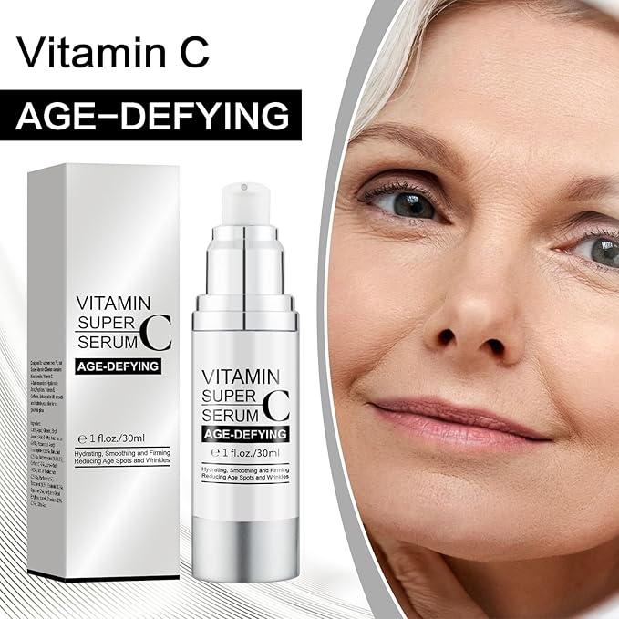 Super Vitamin C Serum 2 Pack, Anti-Aging Facial Serum with Vitamin C, Hyaluronic Acid, Vitamin E & Peptides, Hydrating Brightening Formula for Fine Lines, Wrinkles & Dark Spots