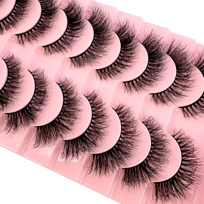 HBZGTLAD Soft Mink Eyelashes 3D Curl Winged End Eye Elongated Fake Lashes Thick Handmade Natural False Eyelash Messy Cross Lash Wholesale (WF606#)