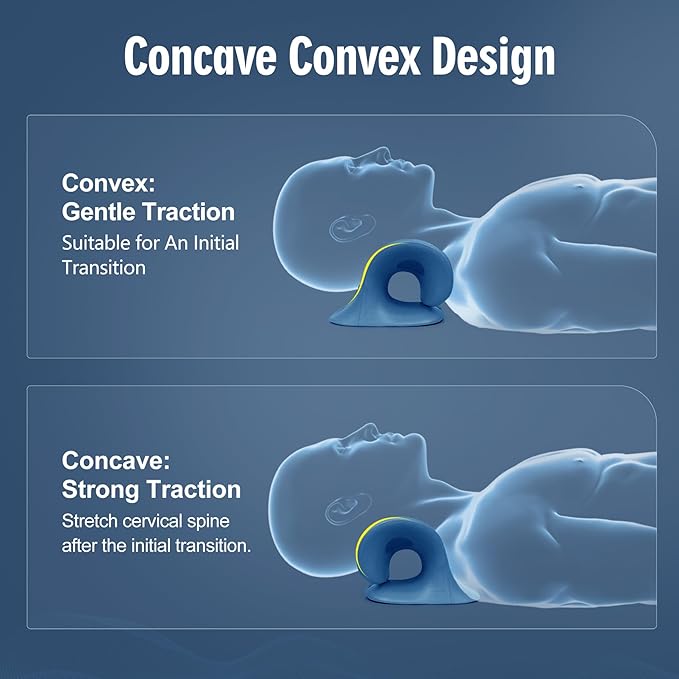 ComfortLife Neck Stretcher for Pain Relief, Neck and Shoulder Relaxer Cervical Traction Device Pillow for TMJ Pain Relief (Dark Blue)