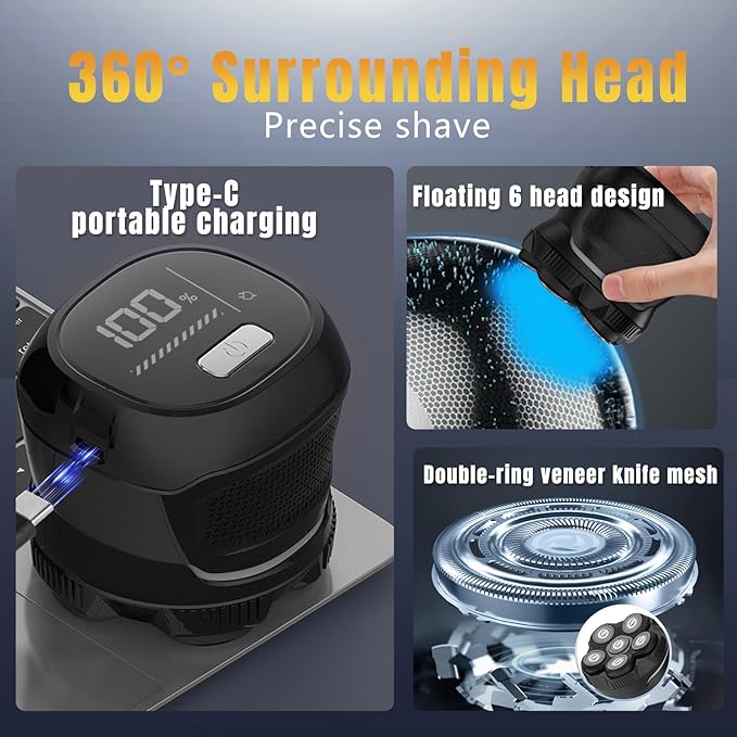 Head Shavers for Bald Men, Body Hair Trimmer for Men Manscape Groin and Ball Trimmer,2 in1 Body and Head Shaver Grooming Kit,IPX7 Waterproof Dry/Wet 6D Electric Razor for Bald with Type-C Charge