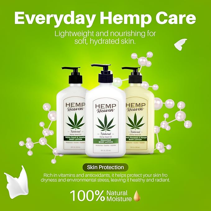Hemp Heaven Hemp Lotion - Lotion Unscented Scent - Natural Hemp Seed Oil, Paraben-Free, 18 oz, Made in USA, Nourishing for Men & Women, EWG Verified, Anti-Aging