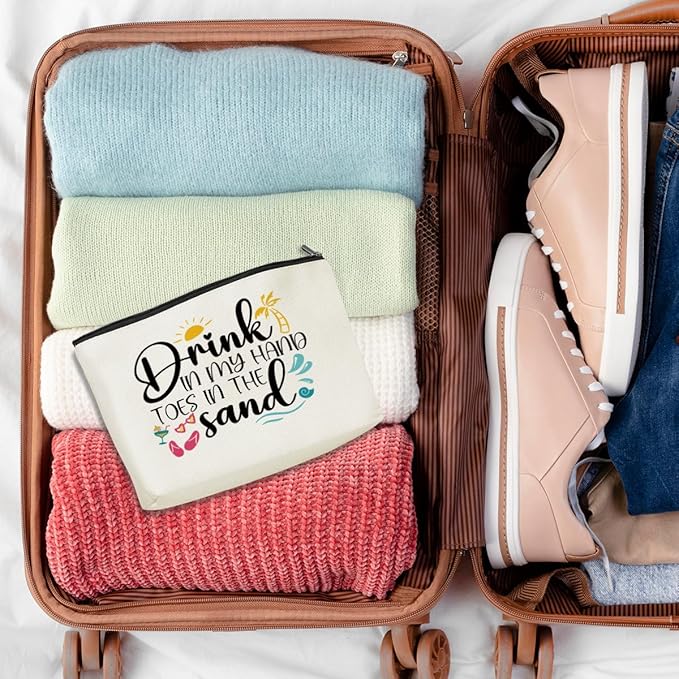 Funny Beach Gifts for Women Cosmetic Bag Vacation Beach Themed Gift for Lovers Bestie Makeup Bag Girls Trip Gifts Travel Stuff Necessities Birthday Christmas Graduation Friendship