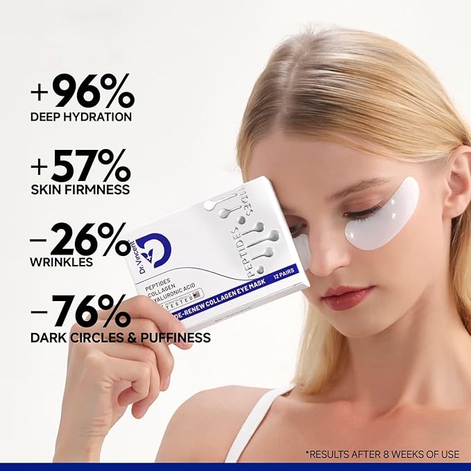 Dr Vincent Peptide Under Eye Patches, Firming Eye Patches Instant Reduces Dark Circles and Puffiness, Collagen Under Eye Mask for Bags Treatment, Wrinkles, 60 Pairs
