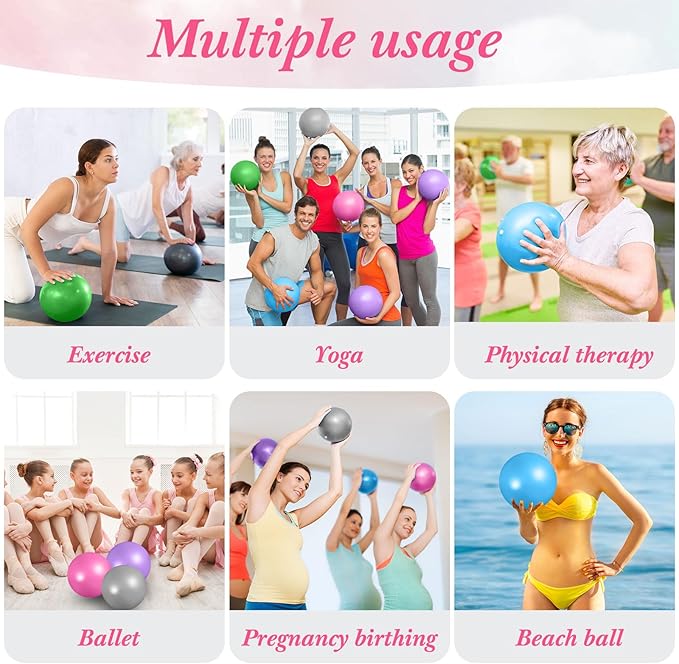 Aoriher 10 Pcs Small Exercise Pilates Ball 9 Inch Mini Yoga Balls Anti Burst and Slip for Stability, Fitness, Physical Therapy, Stretching & Core Strength Workout at Home Gym Office