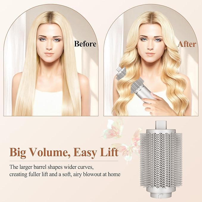 Upgraded Large Round Volumizing Brush for Shark FlexStyle Attachment, Big Barrel Round Brush Compatible with Shark Flex Style, Fast Blowouts Smooth Bends Full Volume Tool for All Hair Type