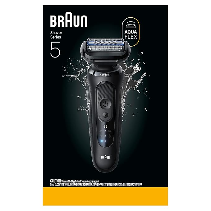 Braun Electric Razor for Men Series 5, Electric Shaver, Precision Trimmer, Extra Shaver Head, 4-in-1 Clean & Charge Center, S5 5165ps