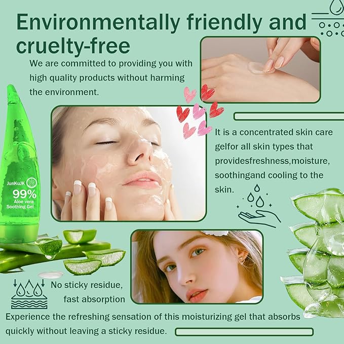 JunKuJK 99% Purity Aloe Vera Gel,260ml - Hydrating Aloe Vera Gel for Face and Skin,No Sticky Moisturizing Aloe Gel A