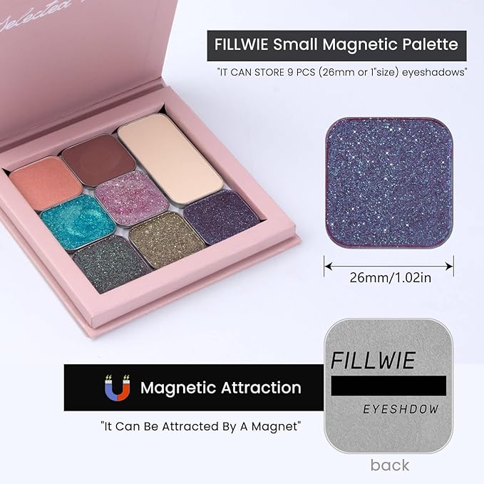 Duochrome Chameleon Eyeshadow, Iridescent Blue-Purple Shift, Pressed Powder, High Pigment Shimmer, Smudge-Proof, Long Wear Eye Makeup, Square Metal Pan, Fits Magnetic Makeup Palettes ( Flushed Lizard)