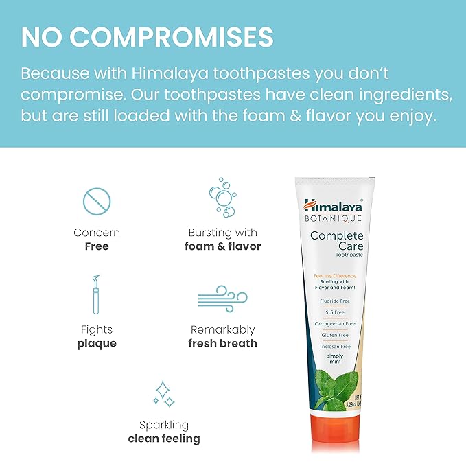 Himalaya Botanique Complete Care Toothpaste - Herbal, Mint, Fluoride-Free, SLS Free - 5.29 Oz, 4 Pack