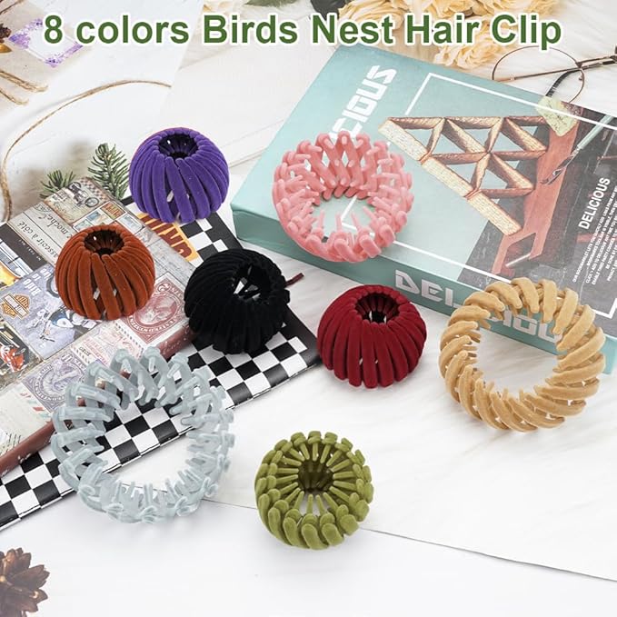 Birds Nest Hair Clips - Hair Claw Clamps Bun Makers Expandable Ponytail Holder Comb Hair Bands Hair Accessory for Women Ponytail Holders Claw Clips