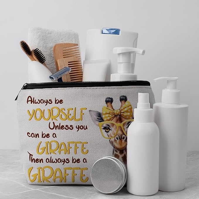 CLHHM Giraffe Gifts for Women, Giraffe Makeup Bag, Always be Yourself Unless You Can be a Giraffe Then Always be a Giraffe Gifts for Daughters Giraffe Lovers Mom, Grandma, Aunt, Sister