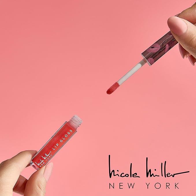 Nicole Miller Lip Gloss Collection Shimmery Glosses for Women and Girls Long Lasting Color Set with Rich Varied Colors, Better Not Pout Red, 4 Count (Pack of 1)