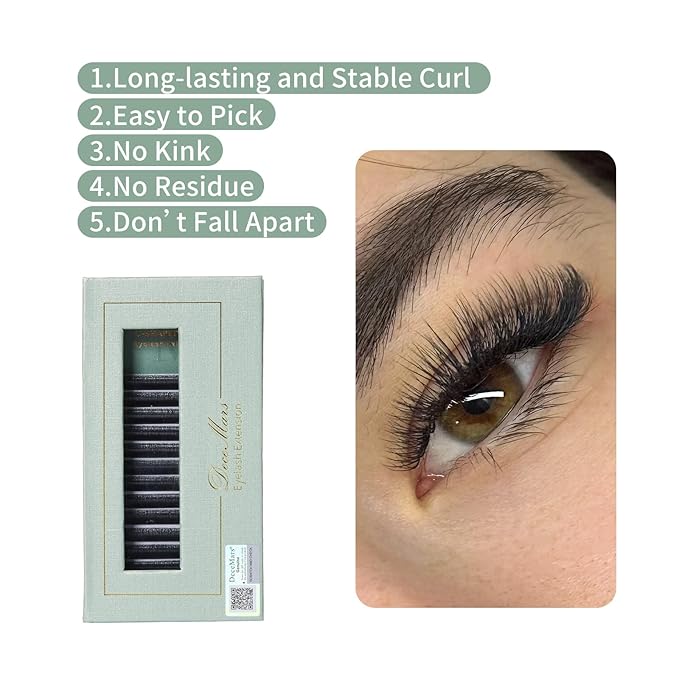 DeceMars U Shaped 6D Eyelash Extensions Premade Fan Russian Volume Crisscross Eyelashes Natural Soft Handwoven False Eye Lashes Double W Lashes Mesh Wispy Clusters (Matte Black-0.07mm-L, 12mm)