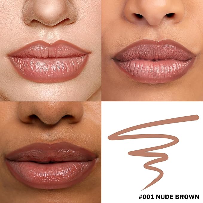 Peel Off Lip Liner Stain, Infused with Nourishing Ingredients & Vitamin E, Quick Set Lip Stain Peel Off Long Lasting For All Skin Types,#001 Nude Brown