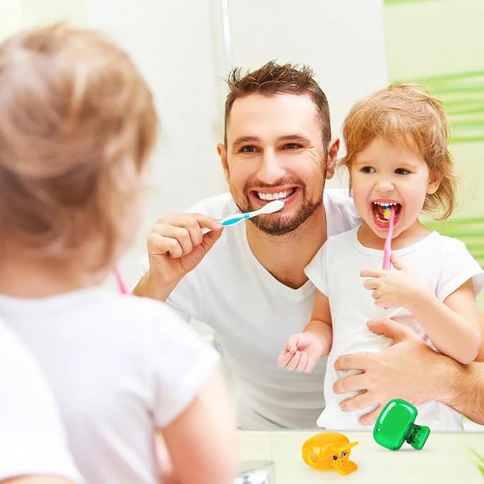 6 Pack Toothbrush Covers Portable Toothbrush Protector Coverings Clips Travel Protector Plastic Brush Pod Protection Clip Case Tooth Brush Covers for Kids Bathroom Home Travel Supplies