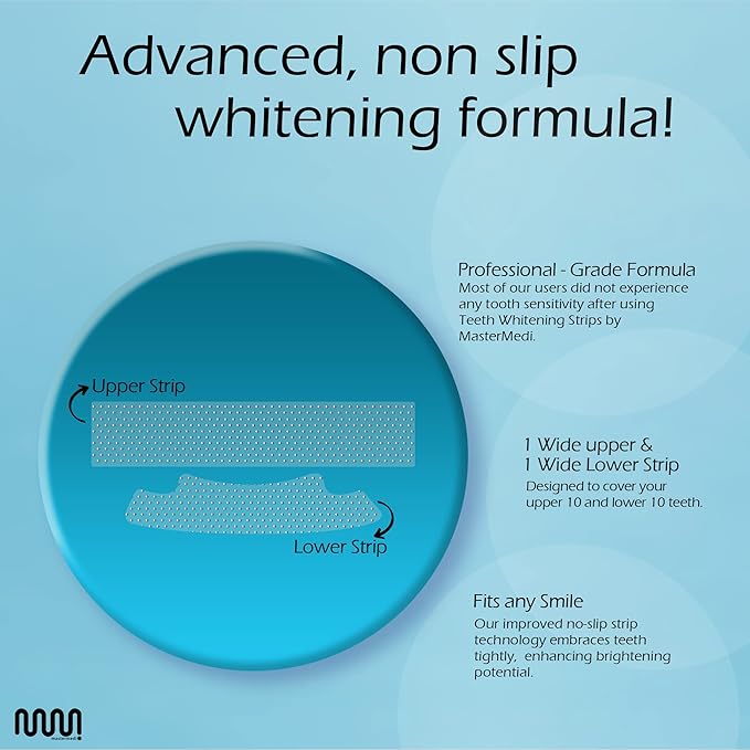 MasterMedi Teeth Whitening Strips, Non-Sensitive White Strip for Teeth Whitening, 14 Treatments