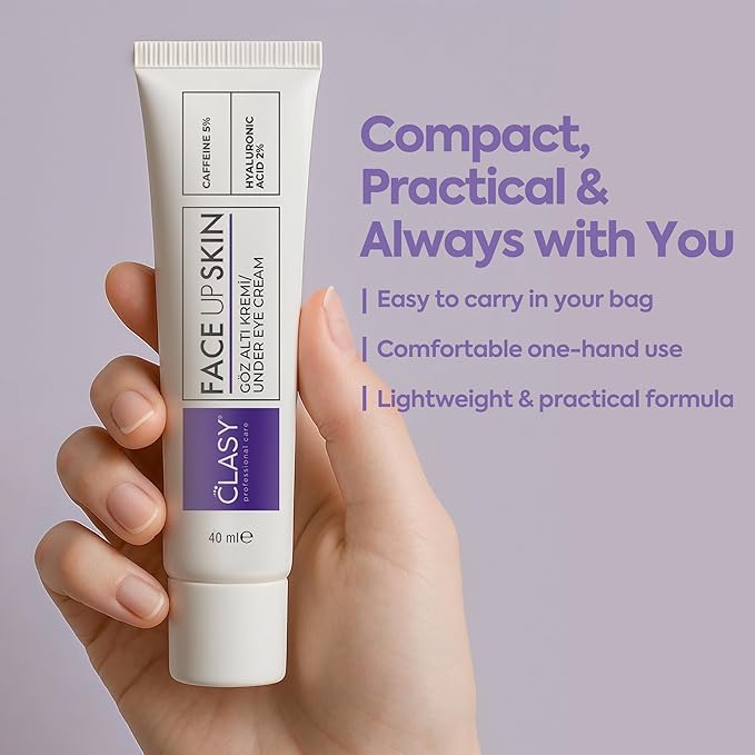Clasy Care Under Eye Cream for Dark Circles and Puffiness – 5% Caffeine + 2% Hyaluronic Acid – Eye Brightening Cream for Wrinkles, Bags, Fine Lines – Korean Eye Cream for Women