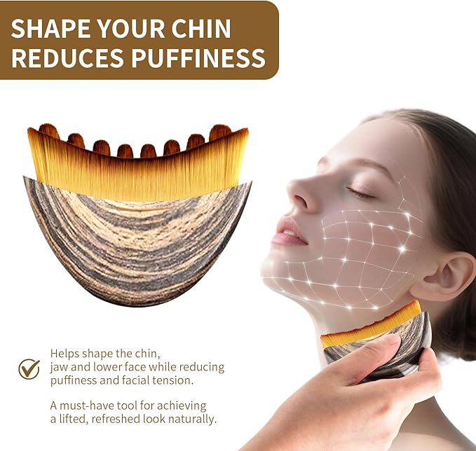 LEPIAOPIAO 2 PCS Lymphatic Contour Face Brush,Lymphatic Drainage Brush,Dry Lymphatic Drainage Massager,Ergonomically Designed to Fit The Skin Precisely