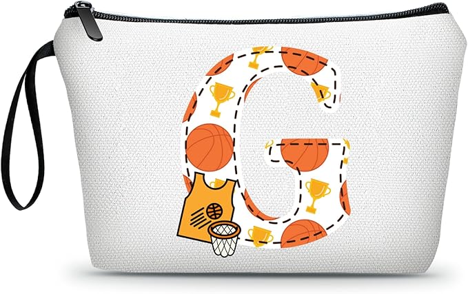 ARIOSEY Basketball Gifts Monogrammed Cosmetic Travel Makeup Bag Basketball Accessories Graduation Birthday Gifts for Girls Coaches Daughters Team Friend Mom Player-G