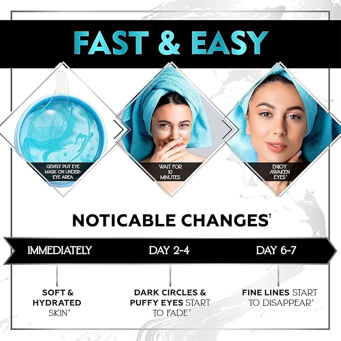 Under Eye Patches for Puffy Eyes, Dark Circles, Dull Skin - Natural Moisturizing Support - Help with Wrinkles and Fine Lines - Under Eye Mask with Hyaluronic Acid, Collagen, Caffeine - 30 Pairs