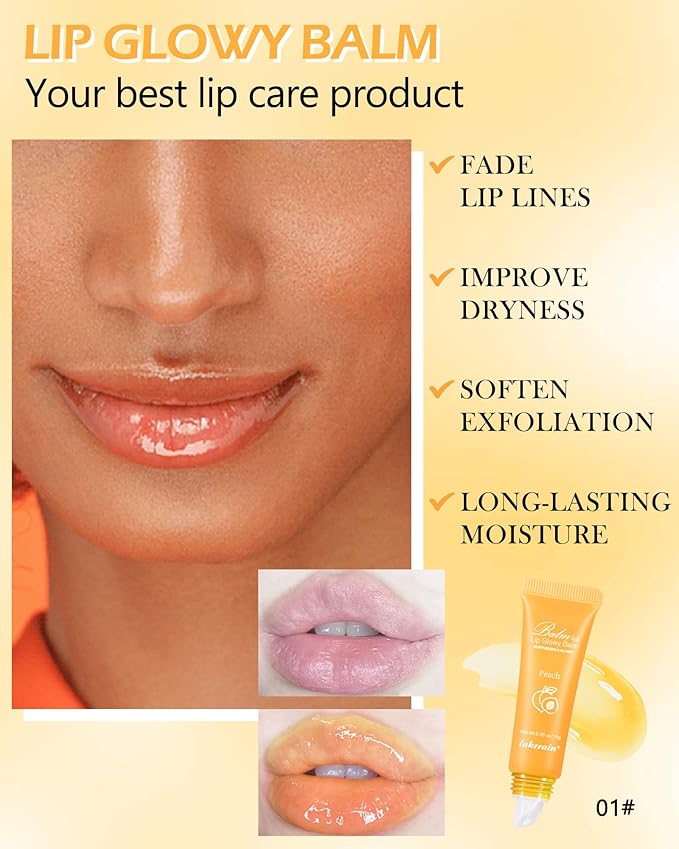 Hydrating Lip Glowy Balm, Ultra-Nourishing Lip Balm-01#Peach