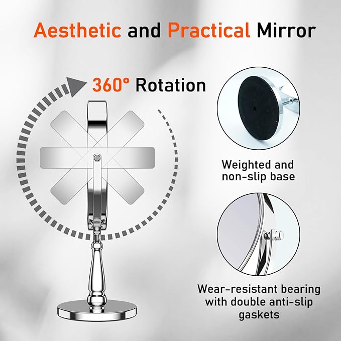 30X Magnifying Mirror, Vanity Mirror Tabletop for Women, Metal Makeup Mirror with Magnification, Desk Mirror with Stand for Home & Office Decoration, Great Gift Option, 8 Inch