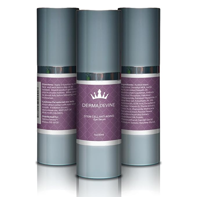 Derma Devine Advanced Anti-Aging Eye Serum- Restore Brightness and Lift- Diminish Wrinkles - Reduce Crow's Feet and Dark Cirlces