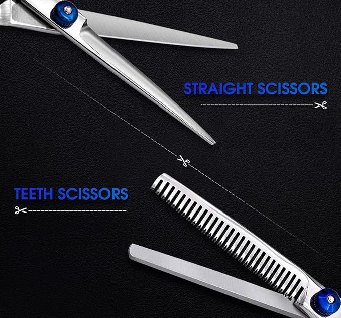 Hair Cutting Scissors Hair Thinning Texturizing Shears Hairdressing Shears With Detachable Finger Ring for Barber/Men/Women/Salon&Home (Blue 2)