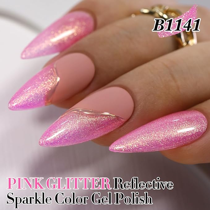 Double Rhythm 15ML Glitter Gel Polish Shimmer Reflective Holographic Color Magnetic for Nail Art Salon DIY at Home (B1141)