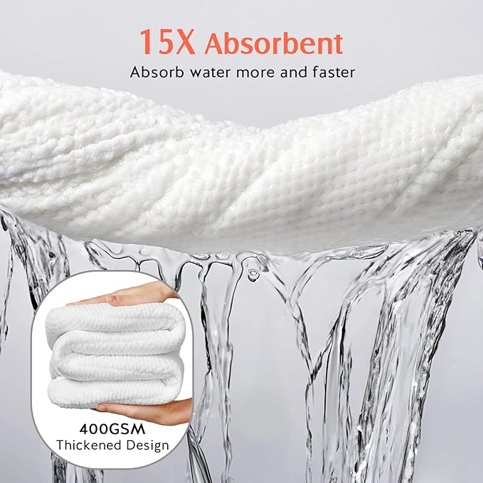 YFONG 2 Pack Microfiber Hair Towel Wrap for Women, Super Absorbent Quick Dry Hair Turban for All Hair Style Anti Frizz, Large Hair Drying Towel with Button