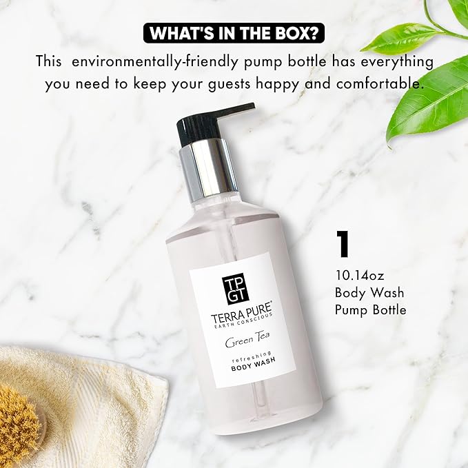 Terra Pure Green Tea Body Wash, 10.14 oz. With Organic Honey And Aloe Vera (Single)