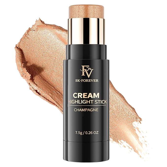 FV Cream Highlighter Stick, Blendable & Long Lasting Highlight Stick with Natural Finish, Shimmer Face Highlighter Makeup for Glowing Skin & Eyeshadow, Cruelty-free, 03 Champagne
