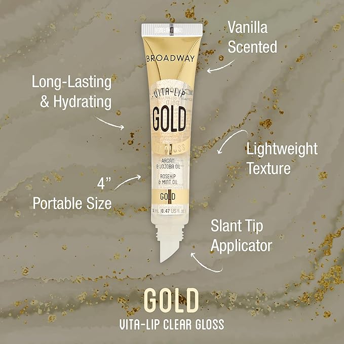 Ruby Kisses Broadway Vita-Lip Clear Lip Gloss (10 Pack), Ultra-Hydrating & Soothing Formula with Vitamins, High-Shine Non-Sticky Finish Lip Balm with Mint, Rosehip, Coconut, Mango, Argan, Honey, Shea