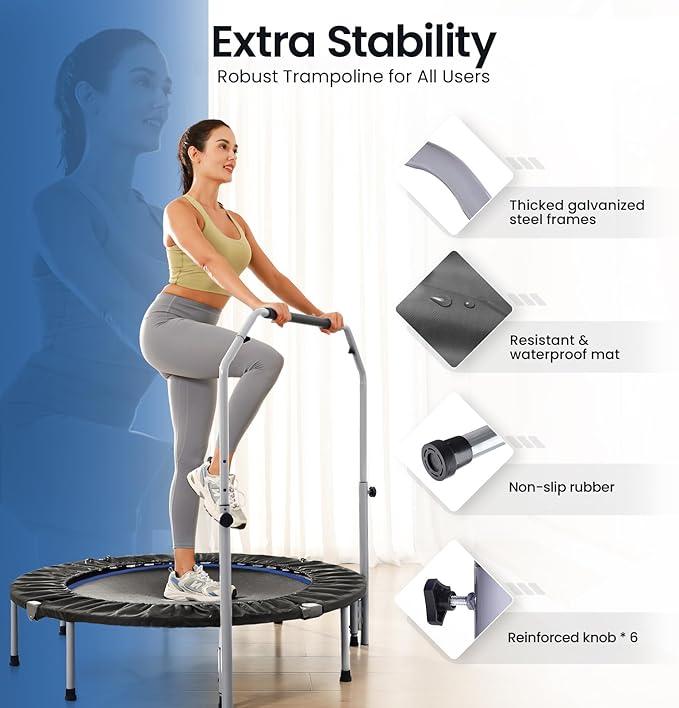 BCAN 40/48" Foldable Mini Trampoline Max Load 330lbs/440lbs