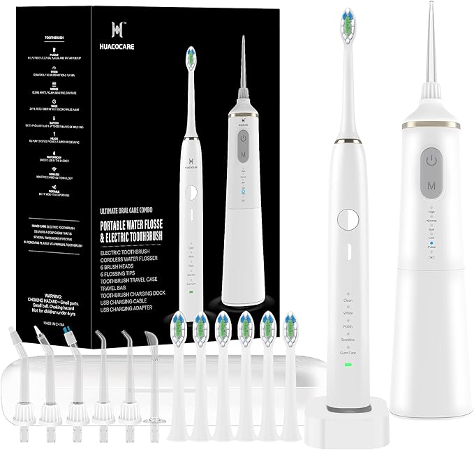Upgraded Pro Dental Care Kit: 5-Mode Water Flosser & 50,000 VPM Sonic Electric Toothbrush | Premium Oral Clean Set with Enhanced Cleaning Modes, Larger Tank & Refined Design for Advanced Gum Health