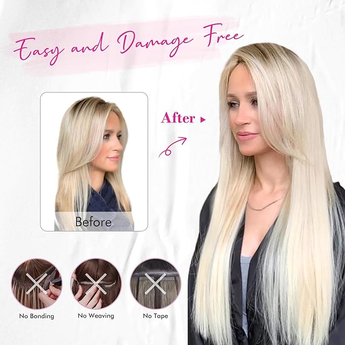 REECHO Invisible Wire Hair Extensions with Transparent Headband Adjustable Size Removable Secure Clips in Straight Secret Hairpiece for Women (20 Inch (Pack of 1), Dark Blonde)