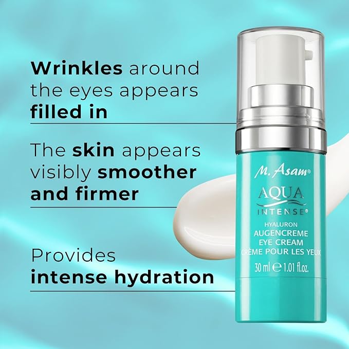 M. Asam AQUA INTENSE Eye Cream (1.01 Fl Oz) – Skin Care with Hyaluronic Acid, Under Eye Cream for Dark Circles, Puffiness & Bags, Hydrating Face Moisturizer for Wrinkles