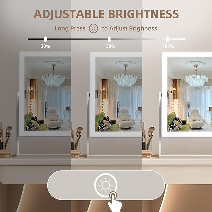 Hansong Vanity Mirror with Lights 11.8"x9.8" Lighted Makeup Mirror with Bluetooth Speaker Smart Touch Control LED Mirror with 3 Color Light Modes Detachable 10X Magnification and 360°Rotation