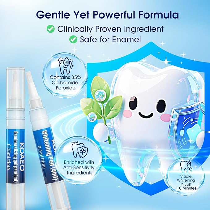 Teeth Whitening Kit – 3 Teeth Whitening Pens + 2 Desensitizing Pens – LED Light – 35% Carbamide Peroxide – Safe & Dentist-Recommended – Fast 7-Day Visible Whitening + Remineralizing Care（Yuzu Citrus）