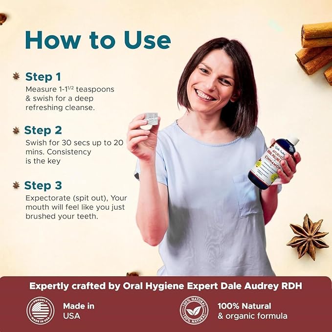 Dale Audrey Nano Hydroxyapatite Mouthwash Oil Pulling for Teeth and Gums (Cinnamon (Without Pump))