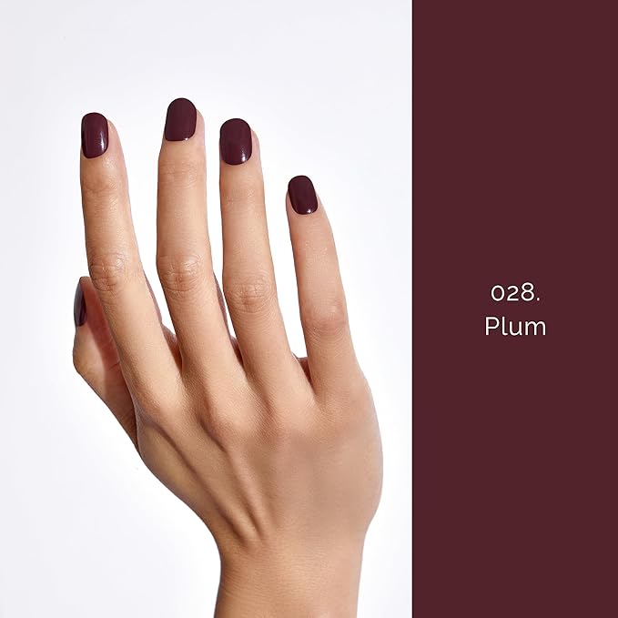 NAILOG Semi Cured Gel Strips - 20 Pcs Nail Stickers | Buy 2 Get 1 UV Light | Extra Long Wraps With Glossy Gel Finishing Reddish Brown, Plum