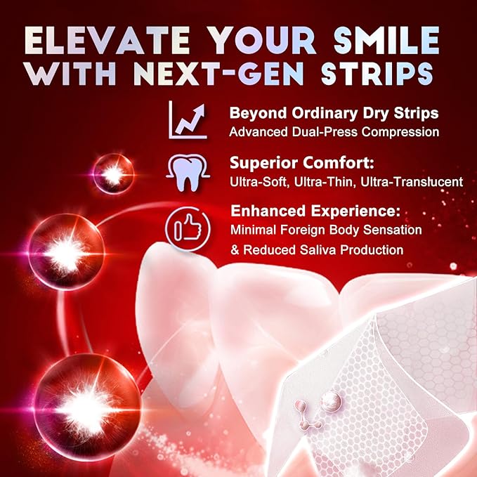 Teeth Whitening Strips for Tooth White: Professional Dentist Formulated Teeth Whitener Enamel-Safe Non-Slip 14 Strips 7 Treatments (28 Count (Pack of 1), Mild Mint)